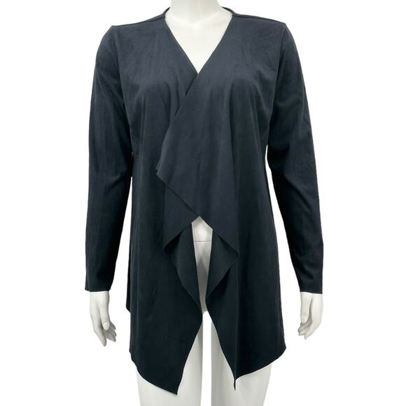 Soft Surroundings Sweater Women Small Black Ultra Soft Waterfall Cardigan Office - Picture 1 of 7